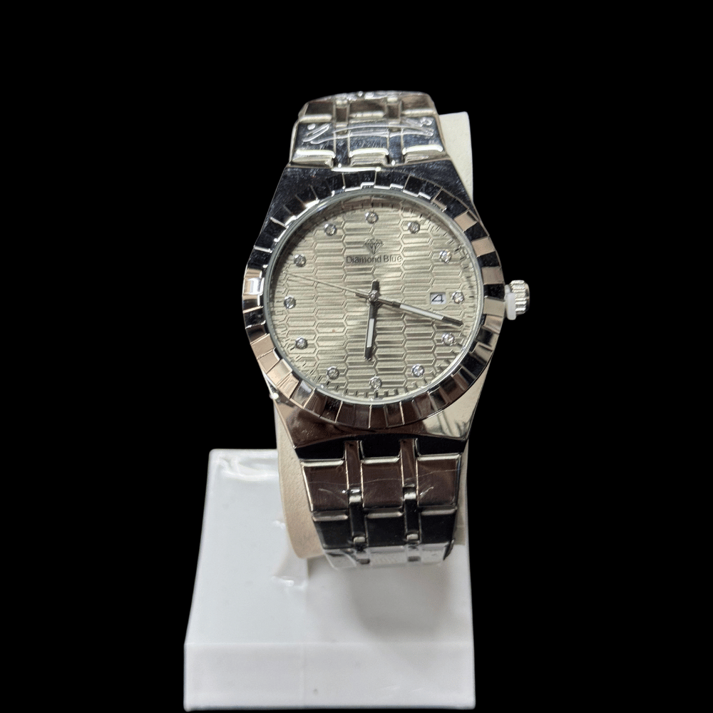 Diamond Blue Elite Silver Chain Watch